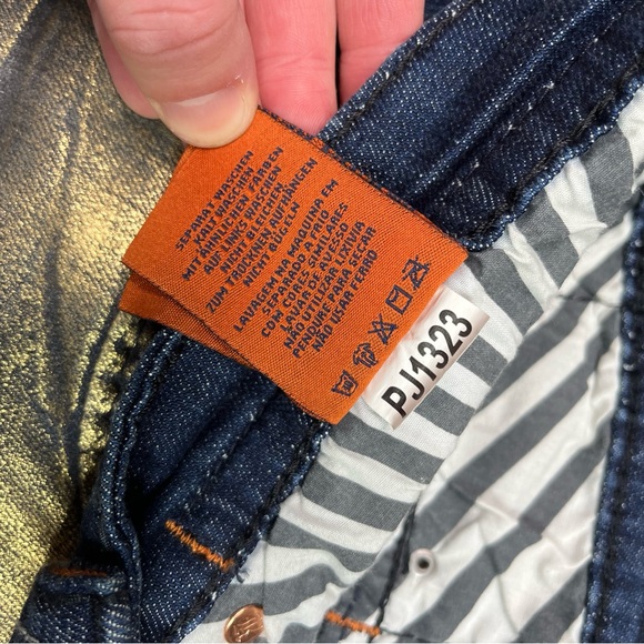 Rock Revival Gold Foiled Ayaan Biker Jeans Size 40 - Picture 12 of 16